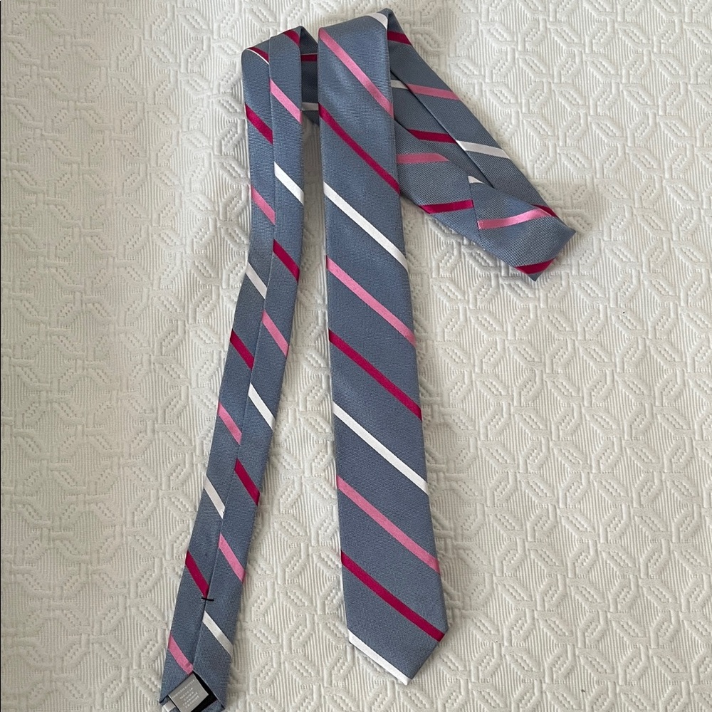 Kids Silk Striped Blue and Pink Tie